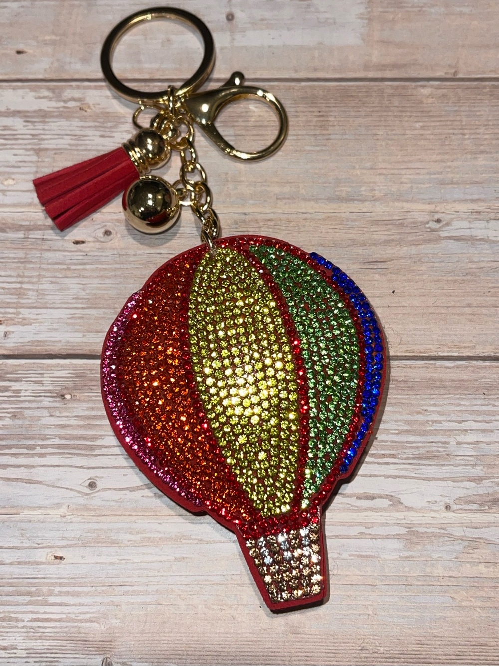 Hot Air Balloon - Puff Rhinestone Keychain Bag Charm